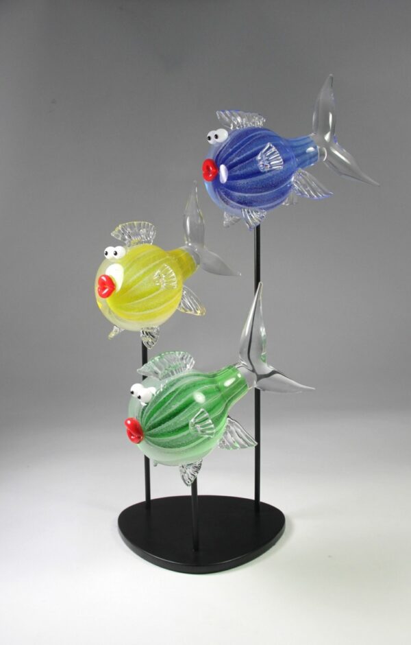 Triptyque poissons multicolores luminescents Triptyque poissons multicolores luminescents