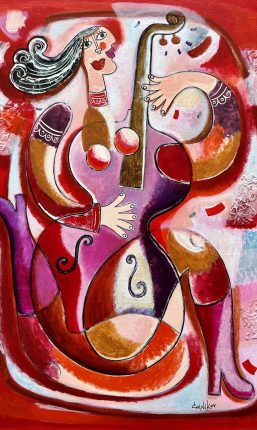 Contrebasse improvisation en rouge